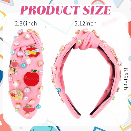 Pink Knotted Headband for Women & Girls with Beaded Charms – Cute Hair Accessories