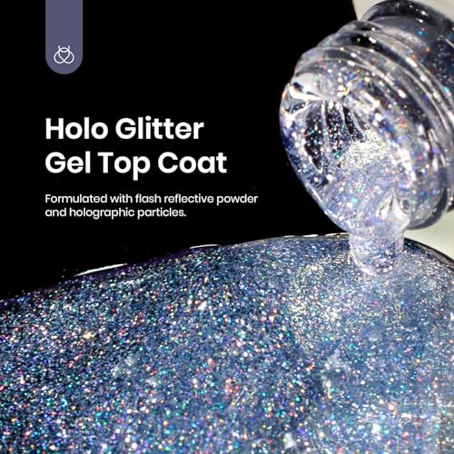 Beetles Iridescent Silver Glitter Gel Top Coat 10ml
