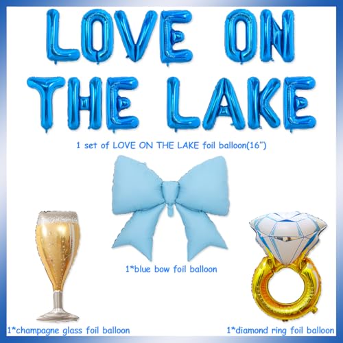 LOVE ON THE LAKE Balloon Banner with Ring & Wine Glass for Bachelorette Party