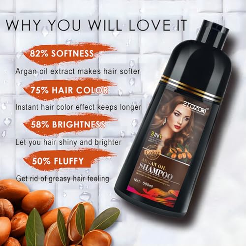 Callmynm Dark Brown 3-in-1 Herbal Hair Dye Shampoo for Youthful, Nourished Hair