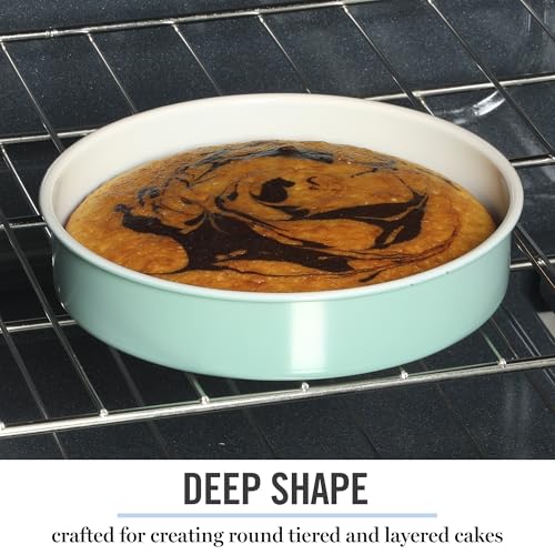 Martha Stewart 8-Inch Round Nonstick Carbon Steel Cake Pan - Teal