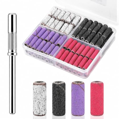 Rolybag Nail Drill Bits Mini Sanding Bands Set - 100 Pcs, 80-240 Grit