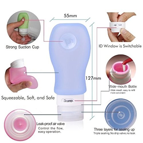 1oz Silicone Travel Bottles - 4 Pack Portable Squeeze Containers - TSA Approved