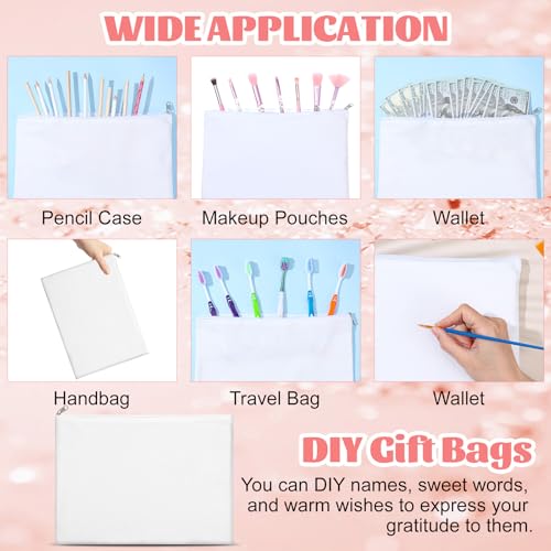 8 Pcs Large Canvas Zipper Pouches - 12x9 Inch Makeup Bags for Travel & DIY
