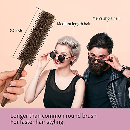 PERFEHAIR 1.8 Inch Round Boar & Nylon Bristle Brush for Fine Hair