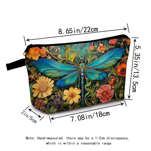 Dragonfly Print Makeup Bag - Portable Cosmetic Organizer