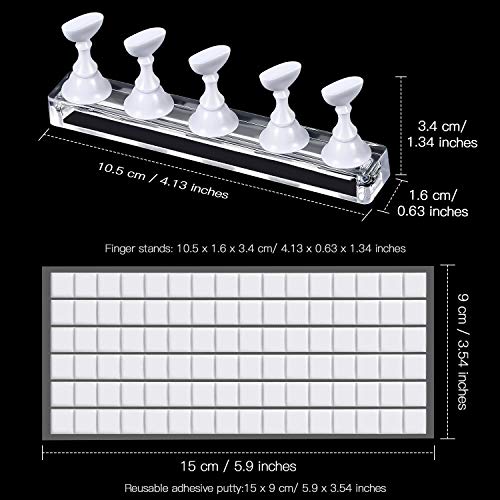 Blulu Acrylic Nail Stand Set with 96 Reusable Adhesive Putty