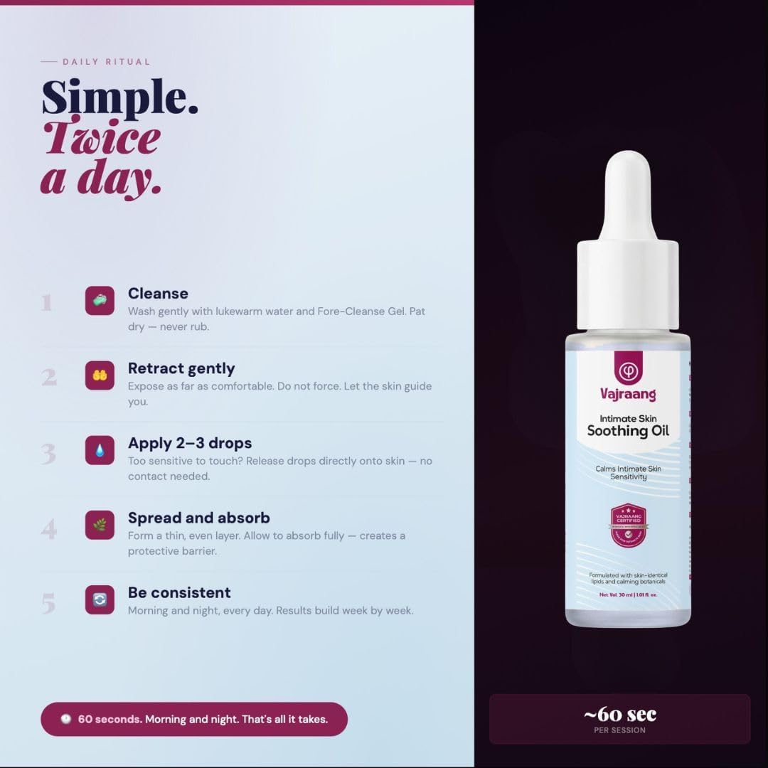 Vajraang Intimate Skin Soothing Oil - Calms Sensitivity & Builds Tolerance | 1.01 fl oz