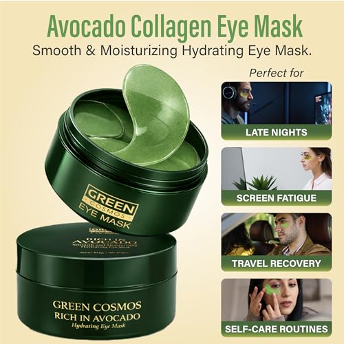Avocado Collagen Eye Patches – Hydrating Under Eye Masks (30 Pairs) Brightening & Puffiness Reduction