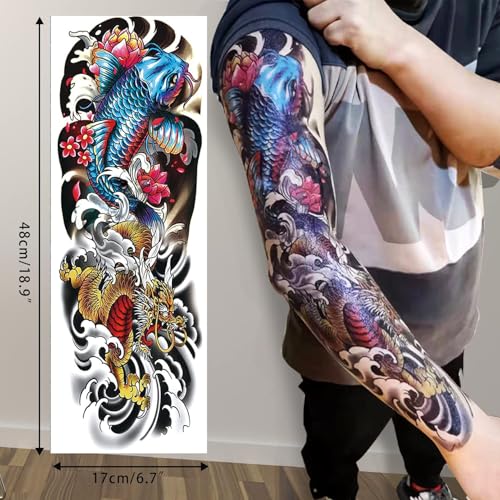 Aresvns Japanese Style Temporary Tattoo Sleeves - 20 Sheets