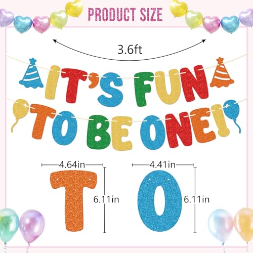 It's Fun to Be One Banner | Colorful 1st Birthday Decorations