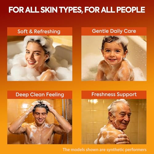Persimmon Soap Bar for Body Odor Control - Gentle Deodorizing Soap with Tea Tree Extract, Pack of 3
