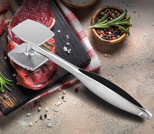 Aliglow Meat Tenderizer Hammer - Heavy Duty Dual-Sided Mallet