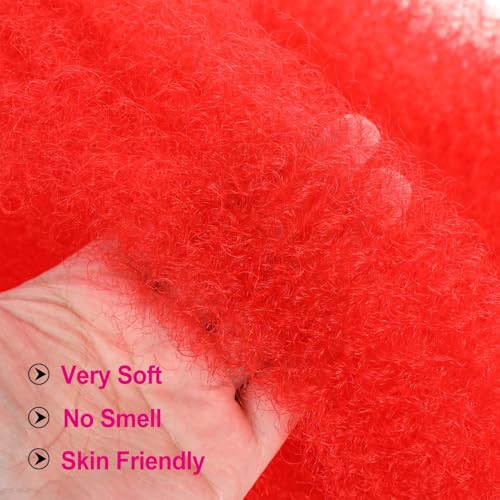 ELAOGI 18 Inch Red Springy Afro Twist Hair 6 Packs Pre-Fluffed Braiding Extensions