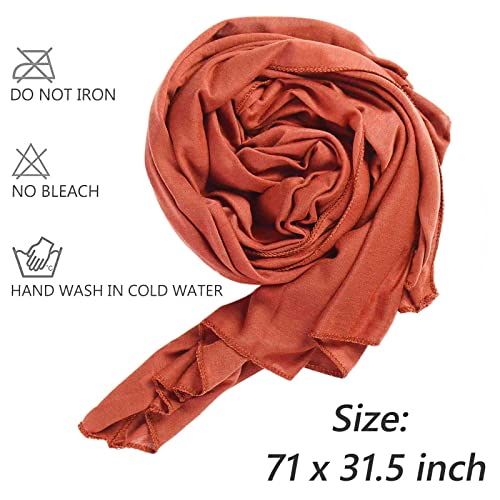 XTREND 4 Pack Solid Color Stretch Jersey Head Wraps - Black, Army Green, Turmeric, Orange