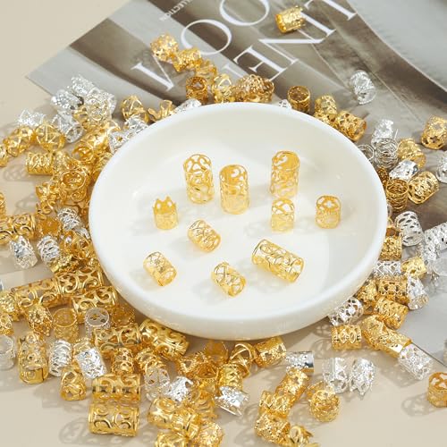 220 Pcs Gold & Silver Hair Jewelry for Braids & Dreadlocks
