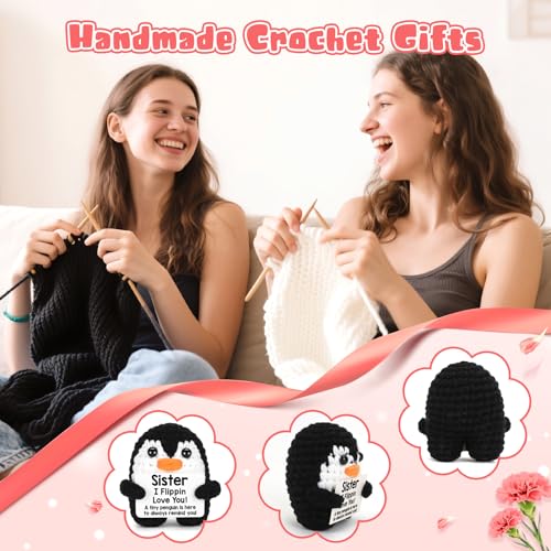 Handmade Crochet Penguin Gift for Sister - Funny Pocket Companion