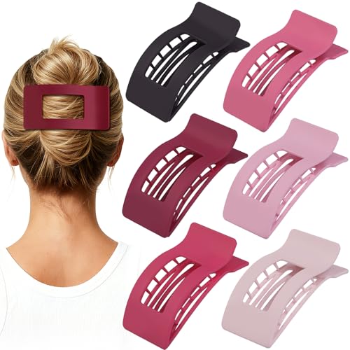 Artchita Pink Purle Flat Hair Clips for Women 6 Pack Strong Hold Non-Slip Barrettes
