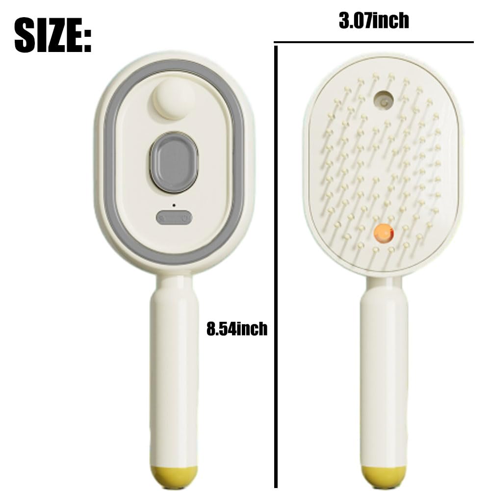 Electric Spray Air Cushion Massage Comb - 3-in-1 Rechargeable Steam Hair Brush, Detangling and Anti-Static Water Mist Brush for Frizz Reduction and Scalp Care (Beige)