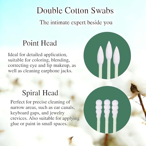 SLequipo Individually Wrapped Cotton Swabs - 500 Count Spiral Tip Sticks