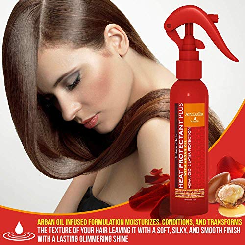 Arvazallia Heat Protectant Spray with Argan Oil - Frizz Control & Shine