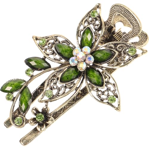 Beavorty Vintage Floral Hair Barrette Clip with Rhinestones