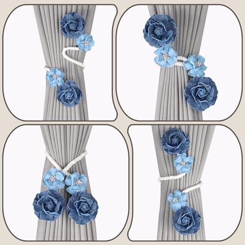 Meplait Boho Curtain Tiebacks - Set of 2 No-Drill Holdbacks for Drapes
