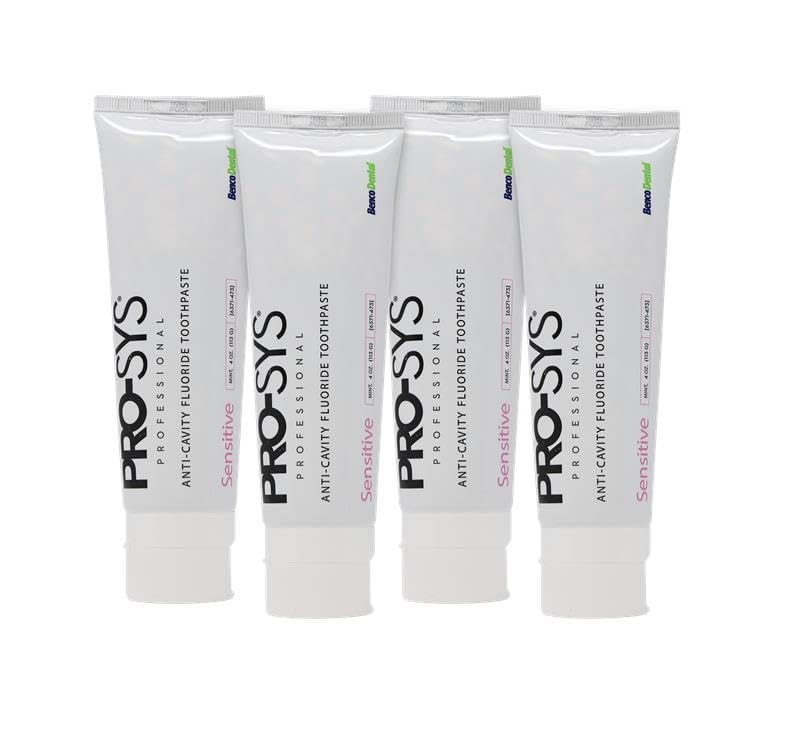 PRO-SYS Professional Sensitive Toothpaste for Cavity & Enamel Protection - Mint Gel (4-Pack)
