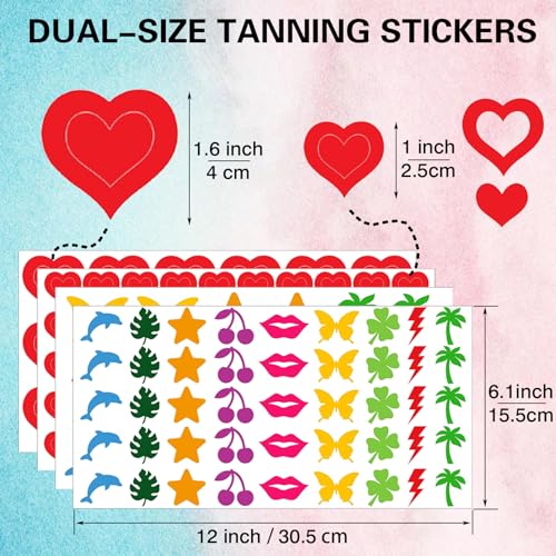 714 Pcs Tanning Stickers Set - Dual-Size Heart & Butterfly Designs