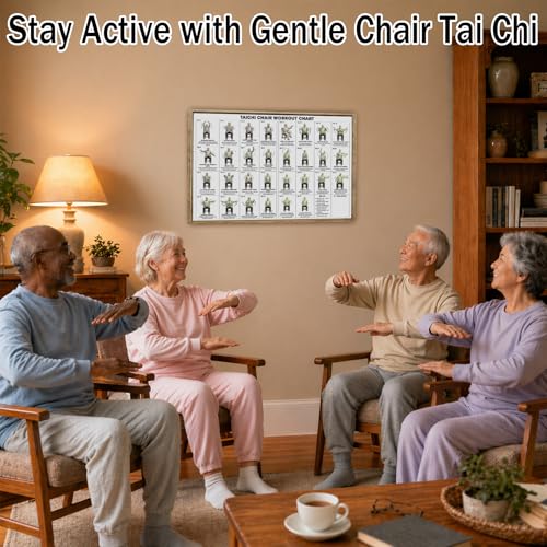 Chair Tai Chi Workout Chart for Seniors - 30-Day Guide, 12x16 Inch