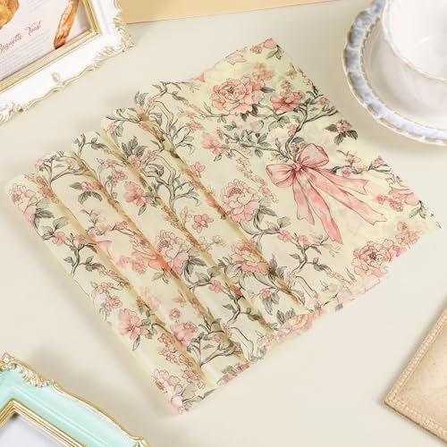 150 Sheets Pink Floral Wax Paper for Food Wrapping, 9.8x8.3