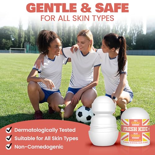 Fresh Kidz Kids & Teens Deodorant Coral 1.86 fl oz Pack of 2 - Aluminum & Chemical-Free