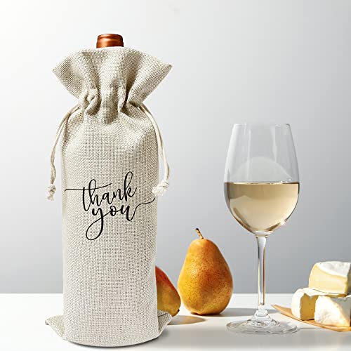 Reusable Burlap Wine Gift Bag with Drawstring - 5.5" x 13.5"