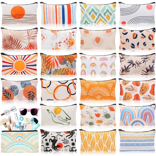 SilTriangle Bohemian 24 Pcs Makeup Bags Bulk Canvas Cosmetic Organizer Set