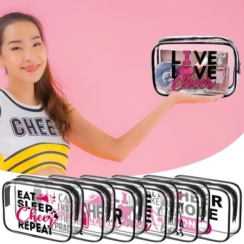 Cheerleading Theme Makeup Bags - 12 Pcs Clear PVC Zipper Pouch