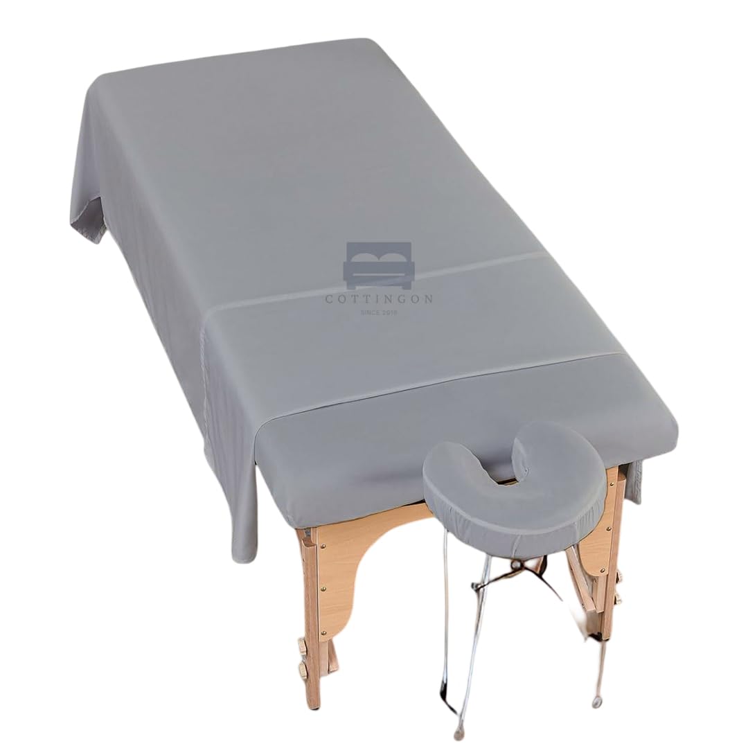 Cottingon 3 Piece Massage Table Sheet Set - 100% Brushed Microfiber, Wrinkle-Free | Fits 36" x 77" Massage Beds, Burgundy