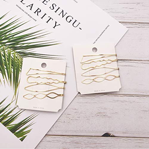 Messen Gold Geometric Hair Pins Set - 8 Stylish Hair Clips