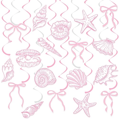20-Piece Pink Foil Swirls with Seashell Cutouts - Beach Party Decorations