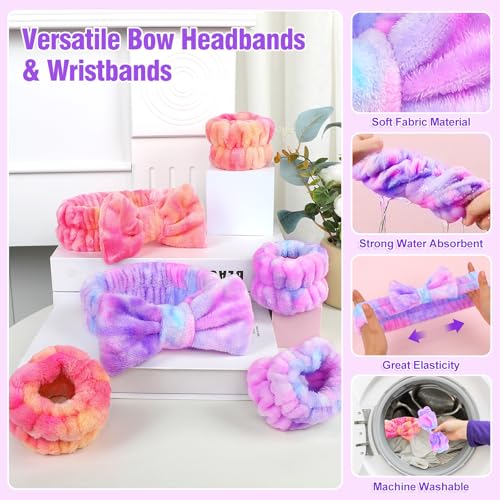 Spa Headband & Wristband Set - Soft Coral Fleece for Beauty Routine