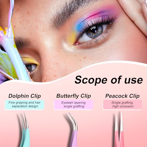 5-Piece Eyelash Extension Tweezers Set - Precision for Lash Applications