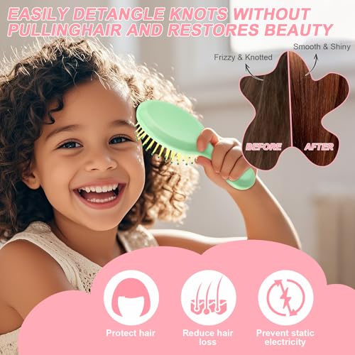 HOFASON Mini Wet Hair Brush Set - 3 Portable Detangling Brushes
