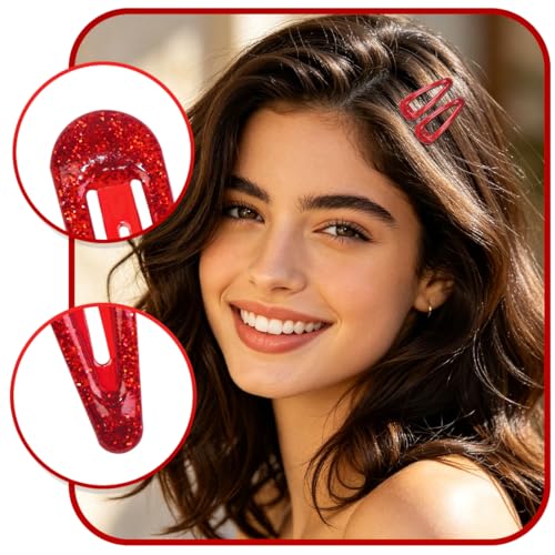 ELANE Red 48-Pack Metal Snap Hair Clips Non-Slip Barrettes for Women & Girls