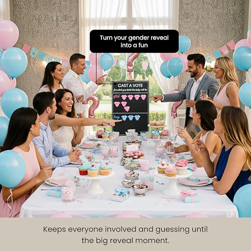 Gender Reveal Voting Board Game with 144 Stickers - Baby Shower Décor