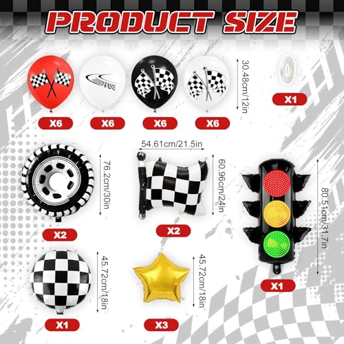 Race Car Balloon Decoration Kit - 33PCS Racing Party Supplies