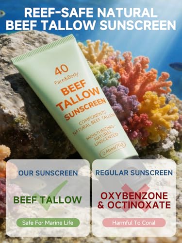 Beef Tallow Reef Safe Sunscreen SPF 40 - Travel Size, Natural & Non-Greasy