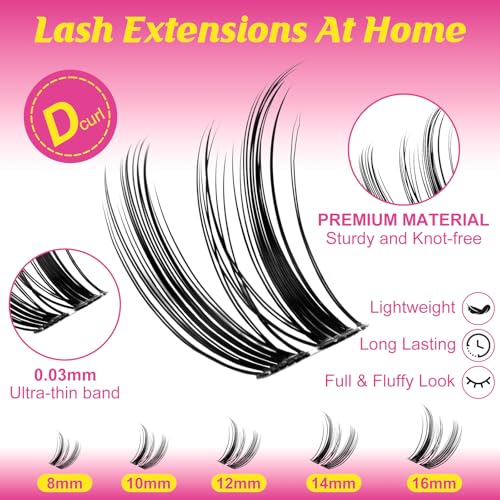 WiWiLINK Freya Lash Clusters, 12mm Natural Wispy D Curl Eyelash Extensions