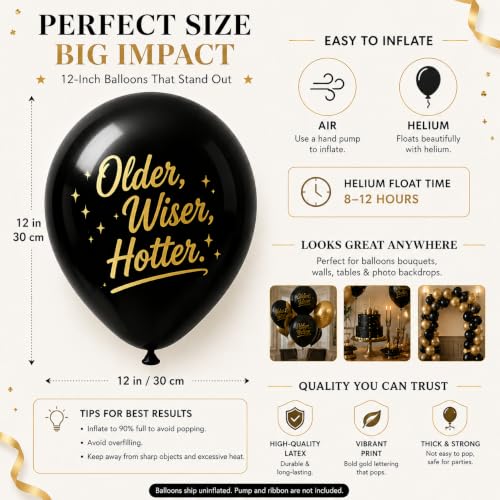 Funny Black Birthday Balloons for Adults - Humorous Party Decorations
