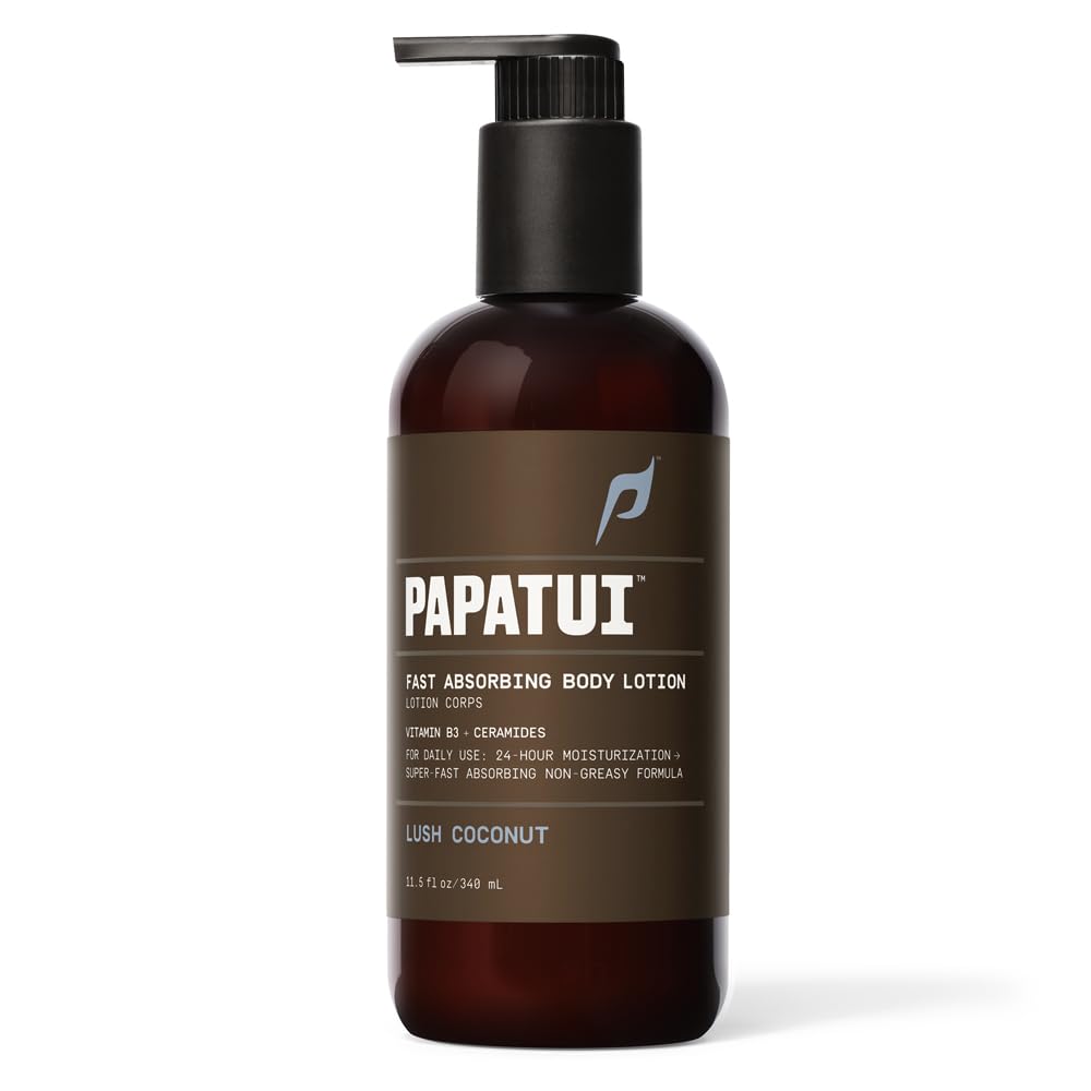 Men's Body Lotion - Lush Coconut Scent | Fast Absorbing & Lightweight Daily Moisture | Nourishing with Vitamin B3 & Ceramides | 11.5 fl oz