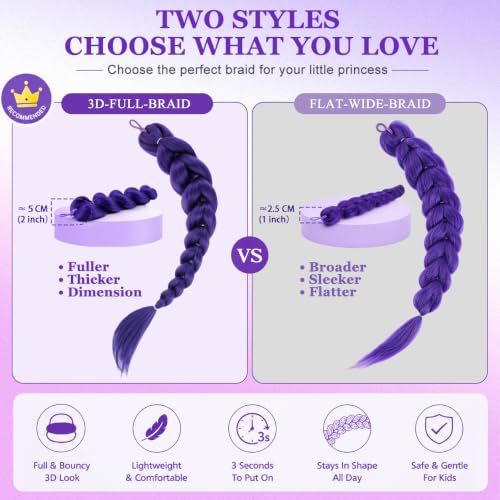 Getgal 24-Inch Purple Pre-Braided Ponytail Extension for Girls