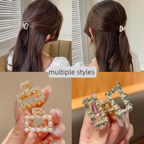 6PCS Pearl Rhinestone Mini Claw Hair Clips for Women & Girls - Elegant Hair Accessories